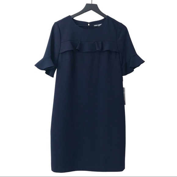 New! Karl Lagerfeld Ruffle Sleeve Sheath Dress - Picture 1 of 13